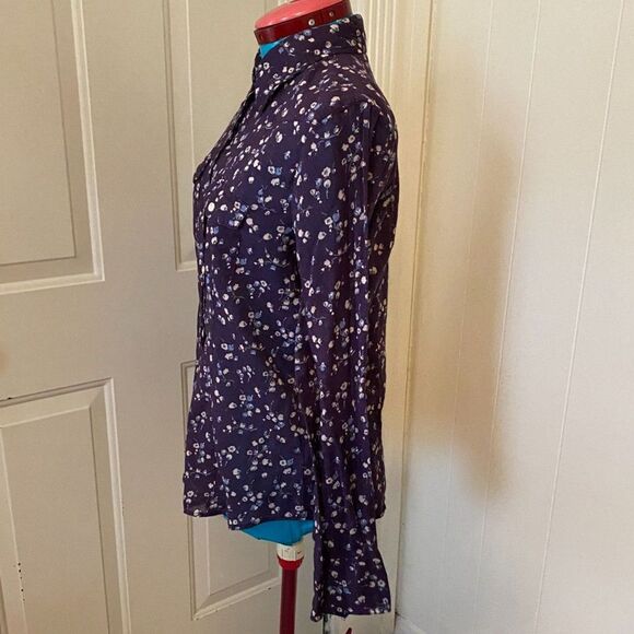 American Eagle Floral Boho Cotton Button Down Shirt Woman Size L - Picture 4 of 9